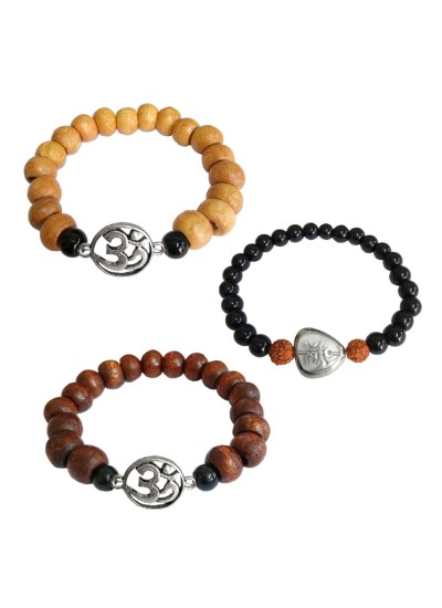 Om Charm Beaded Bracelet Combo For Men